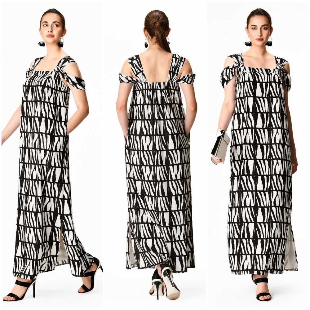 eShaki cold shoulder animal print dress